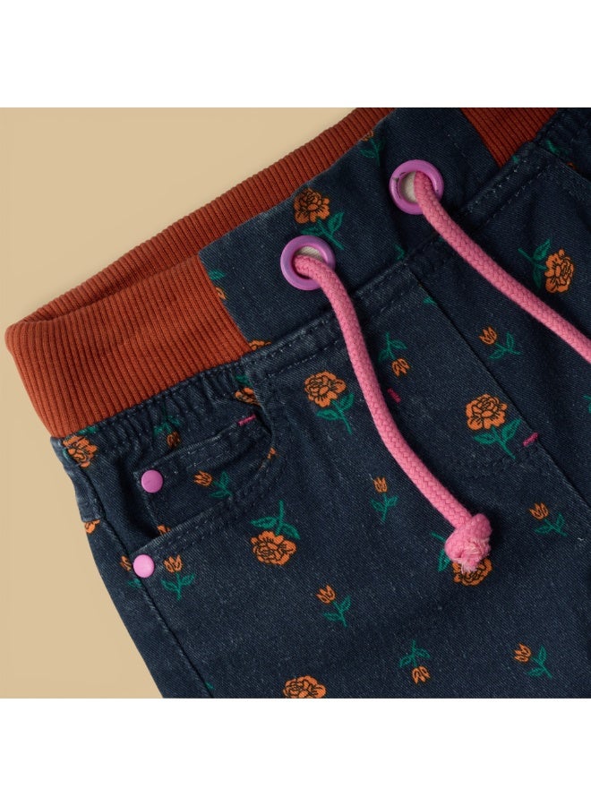 MARWAN Girls All Over Print Twill Long Pants with Elastic Waist and Drawstring - Image 4